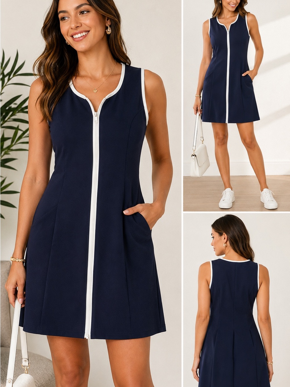Betsey Johnson Sleeveless Front Zip Dress